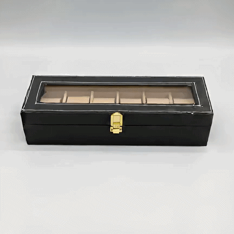 6-Slot Luxury Watch Storage Box with Glass Display Lid | Premium Watch Organizer Case