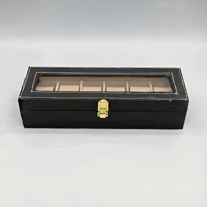 6-Slot Luxury Watch Storage Box with Glass Display Lid | Premium Watch Organizer Case