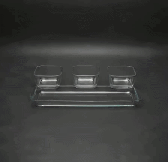 Kaveh Baroque 4-Piece Clear Glass Divided Serving Dish Set (3+1 Pcs)