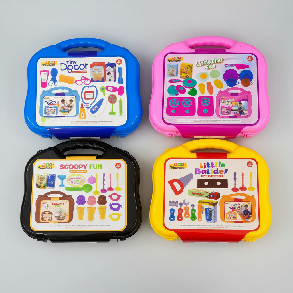 Kids Role Play Toy Suitcase Set | Doctor, Kitchen, Ice Cream & Tool Kit