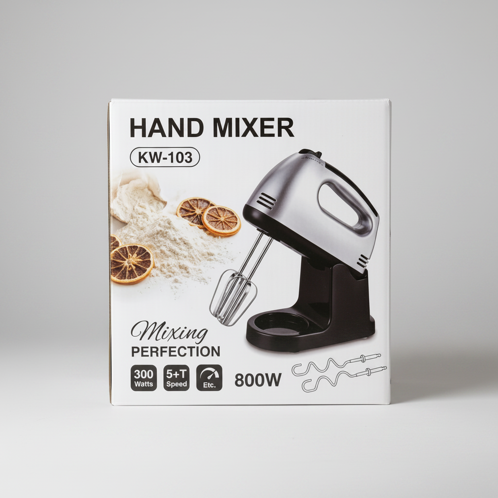 Electric Hand Mixer – 5+ Speed Stainless Steel Beaters