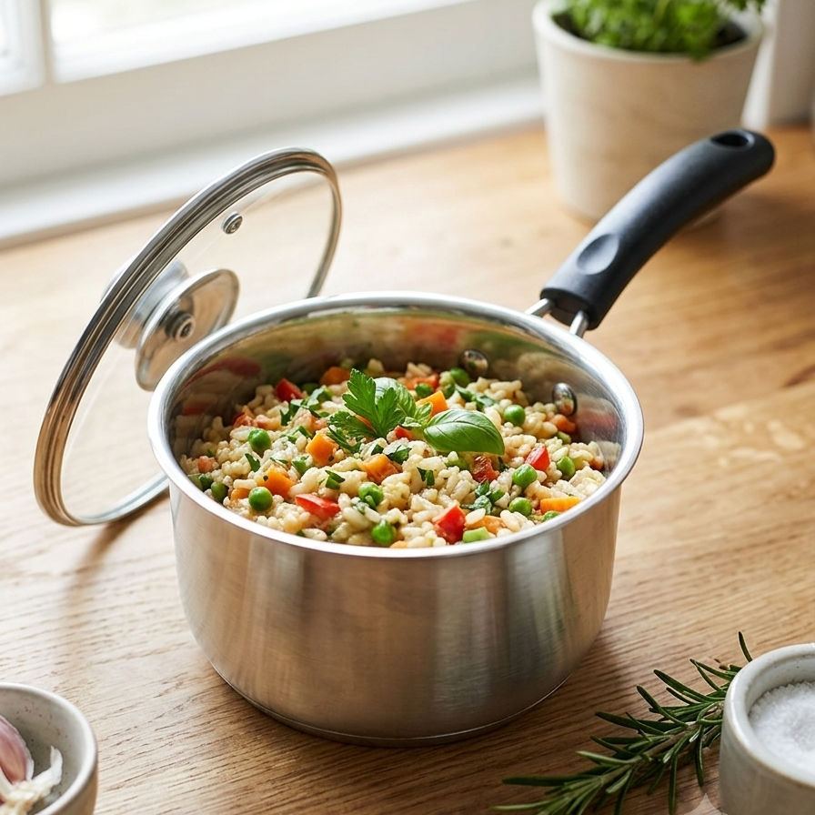 Stainless Steel Milk Pan with Glass Lid | High-Quality Saucepan for Milk, Tea & Cooking
