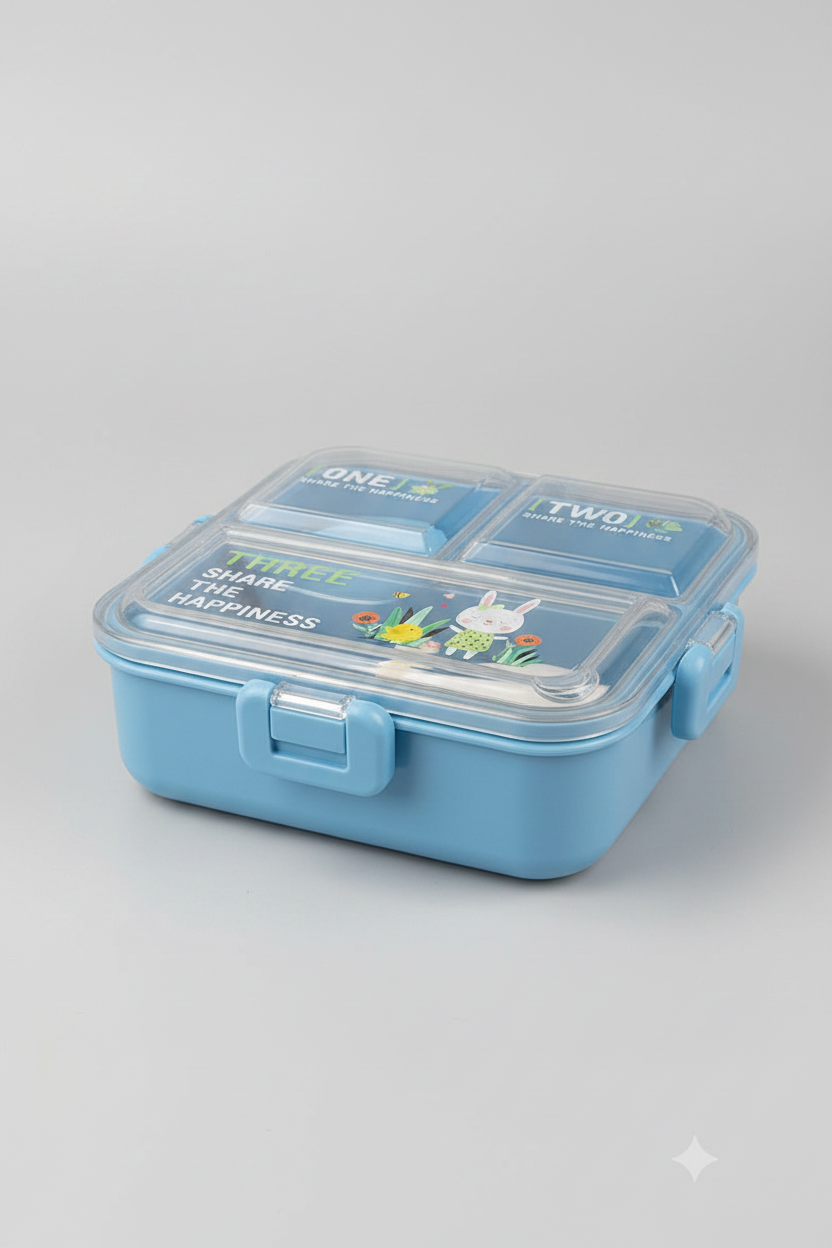 Lunch Box with Sauce Cup & Spoon – Portable Lunch Box for Kids