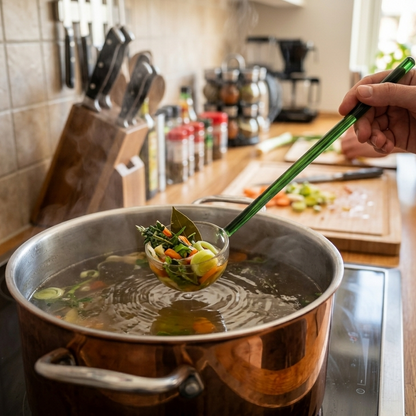 Heat-Resistant Glass Cooking Ladle for Oil, Sauce & Seasoning