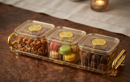 3-Piece Airtight Storage Container Set with Serving Tray | Premium Kitchen Organizer