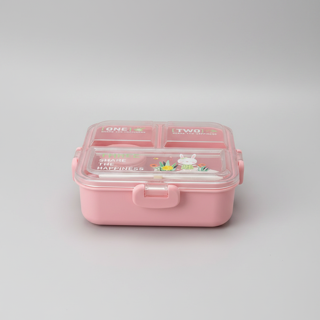 Lunch Box with Sauce Cup & Spoon – Portable Lunch Box for Kids