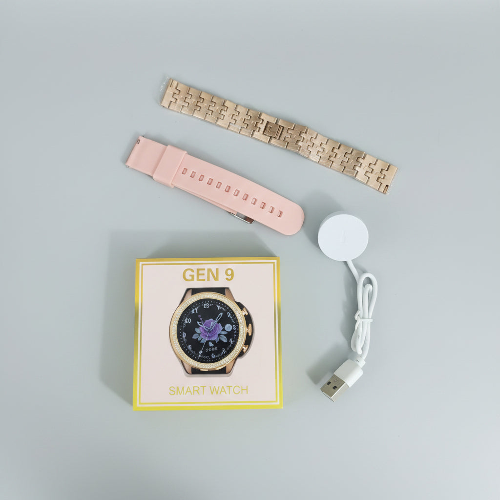 Diamond-Bezel Luxury Smartwatch With Dual Strap Combo Edition