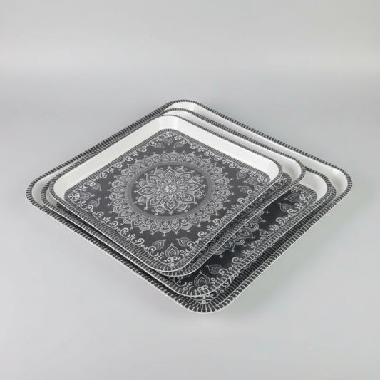 3 Piece Mandala Print Serving Tray Set