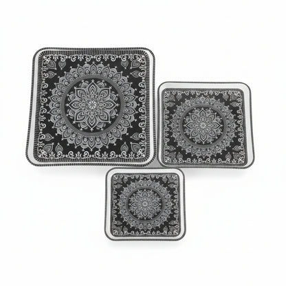 3 Piece Mandala Print Serving Tray Set