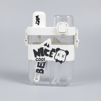 Nice Cool Bear Water Bottle with Straw & Detachable Strap