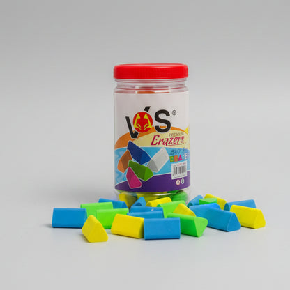 Premium Colorful Triangle Soft Erasers Jar