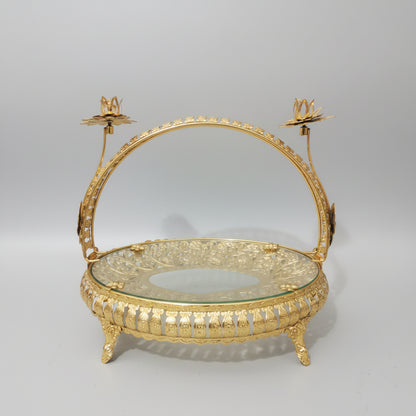 Luxury Gold Fruit Tray with Handle – Decorative Serving Basket