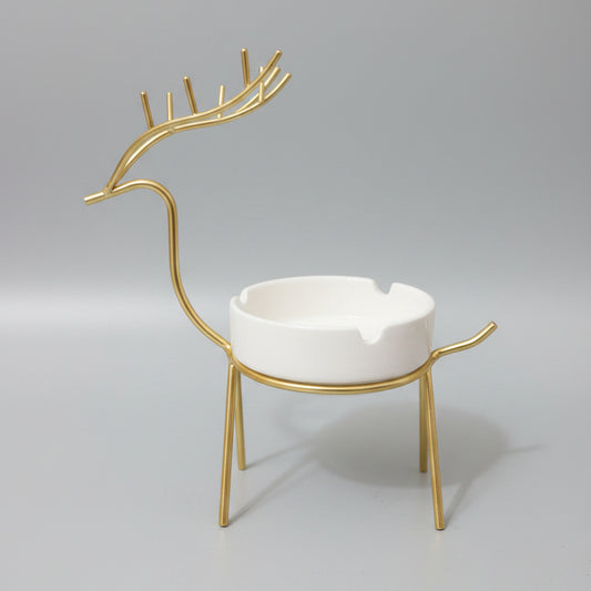 Gold Deer Metal Stand For Cigarette Ash Holder