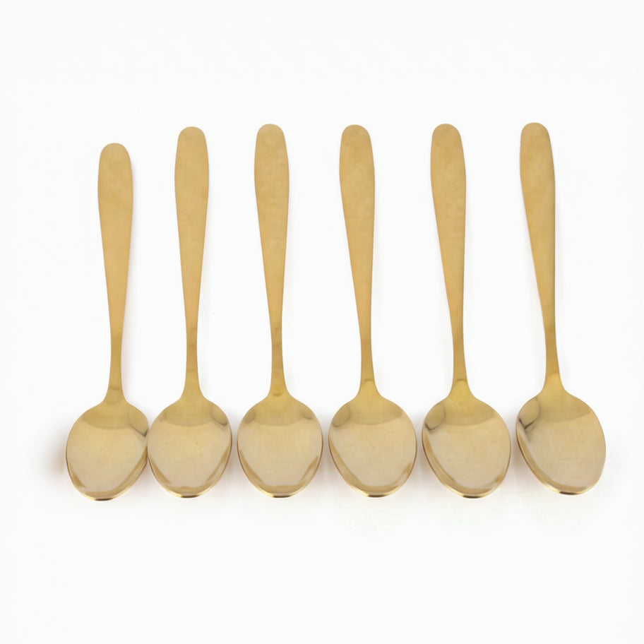 Luxury Gold Stainless Steel Tea Spoon Set – 6 Pieces
