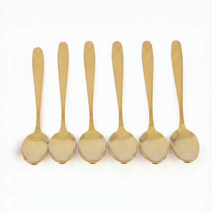Luxury Gold Stainless Steel Tea Spoon Set – 6 Pieces