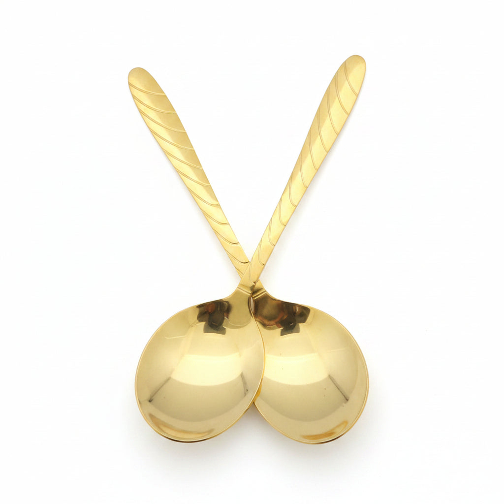Luxury Gold Stainless Steel Dessert Spoon Set – 2 Pieces