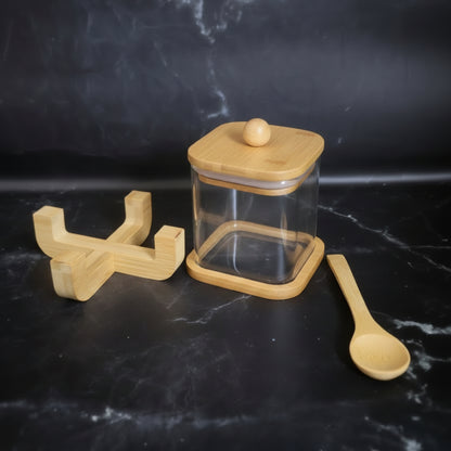 Glass Jar with Bamboo Lid, Stand & Spoon