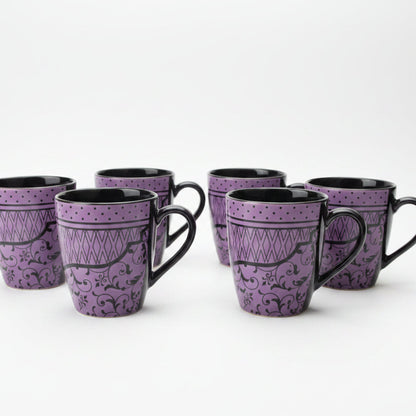 Ceramic Coffee Mugs Ornate Pattern Set of 6