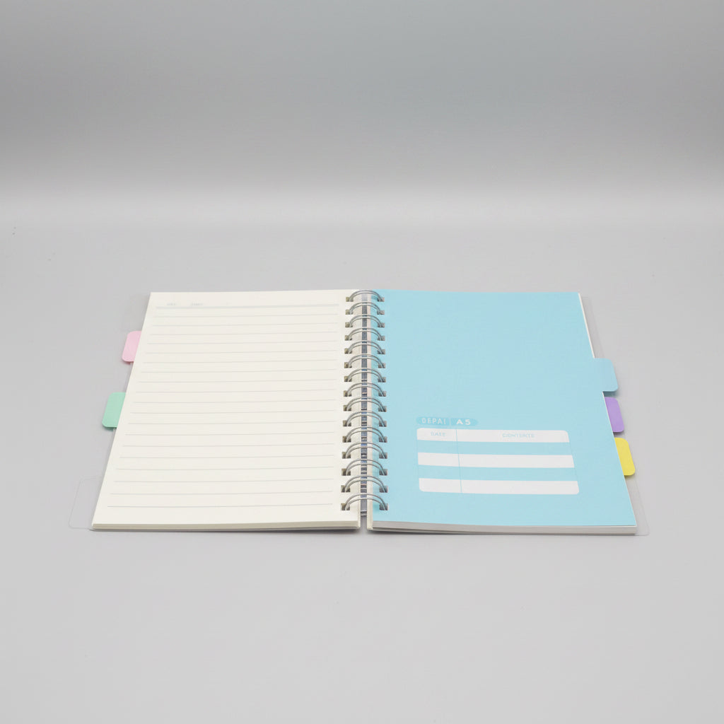 Aesthetic Spiral Notebook with Index Tabs | Multi-Section Study Journal