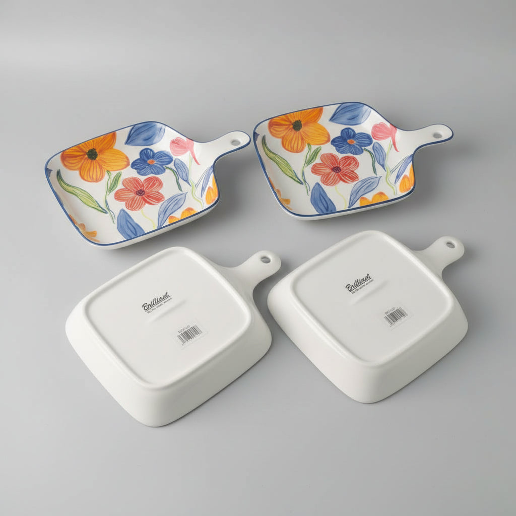 Ceramic Floral Serving Tray | Snack & Dessert Plates 1PCS