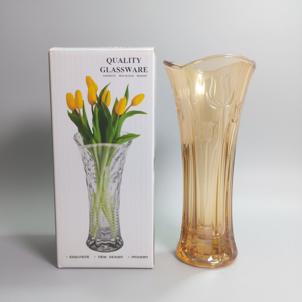 Exquisite Crystal-Cut Clear Glass Flower Vase – Modern Tabletop Accent