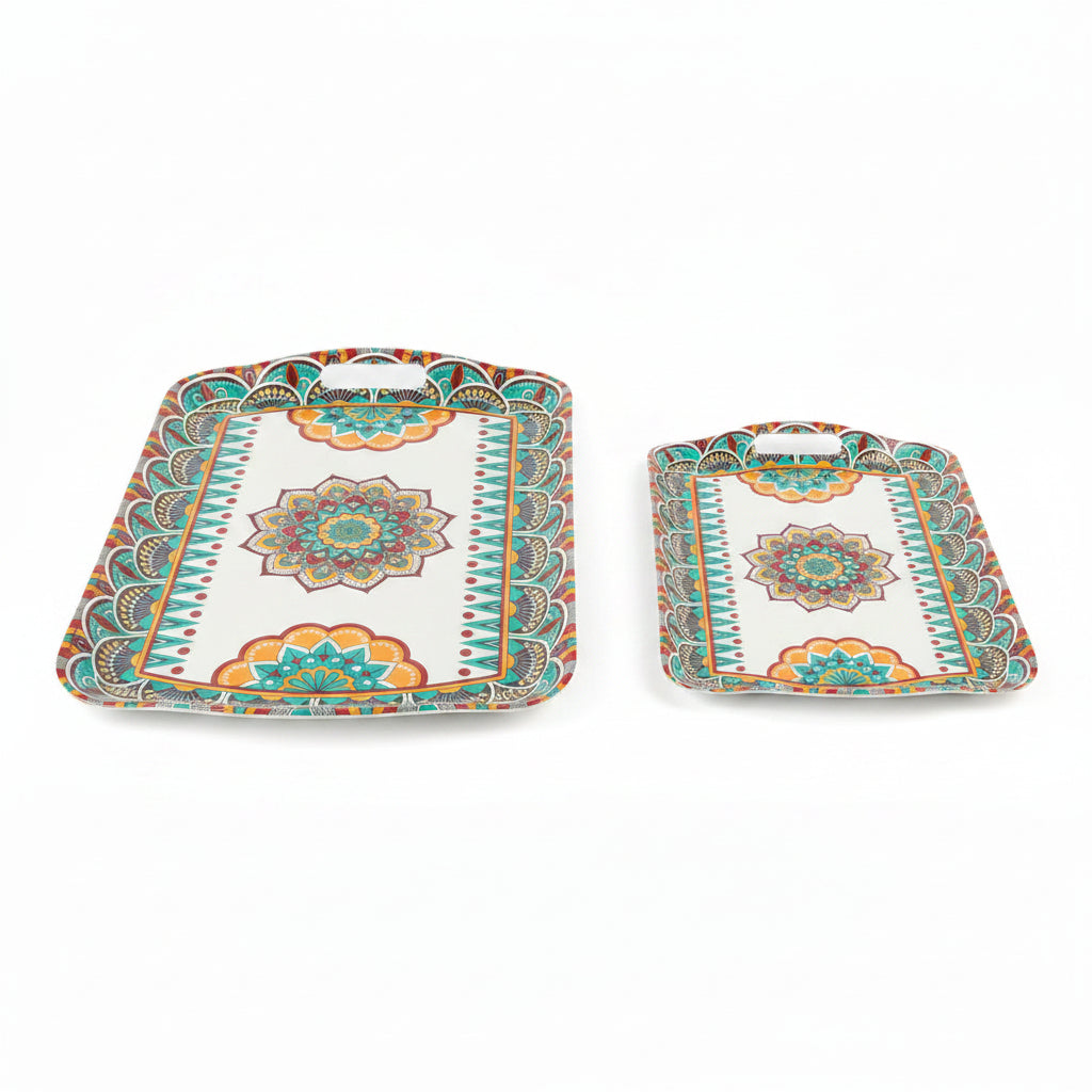 Boho Mandala Printed Melamine Serving Tray (Large & Medium)
