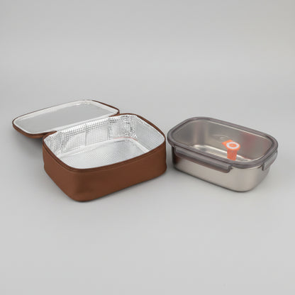 Stainless Steel Thermal Lunch Box Container with Thermal Insulated Carry Bag Set