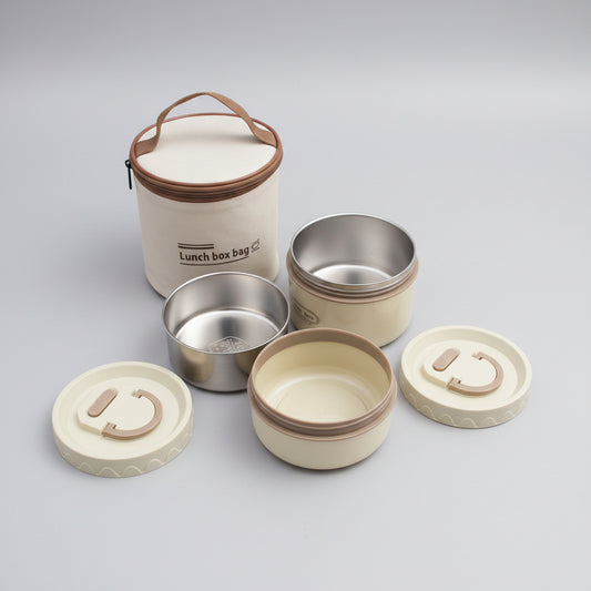Stainless Steel Stackable Thermal Lunch Container Set with Insulated Carry Bag