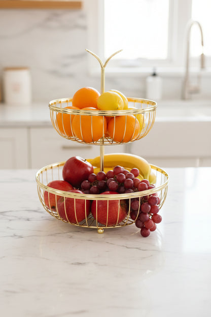 Metal Fruit Basket | Kitchen Countertop Fruit & Vegetable Storage Organizer