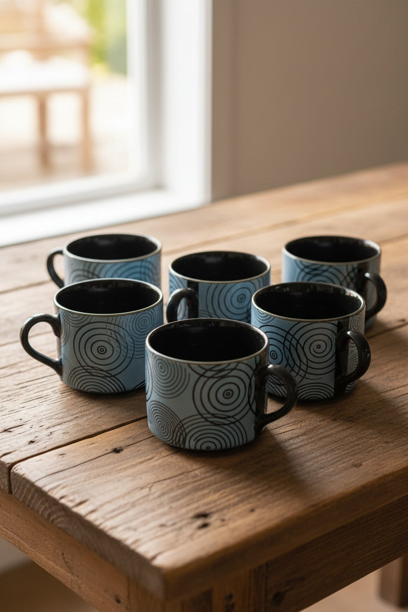 6 Pieces Ceramic Mug Set Gift Pack | Modern Coffee & Tea Cups Set for Home and Office