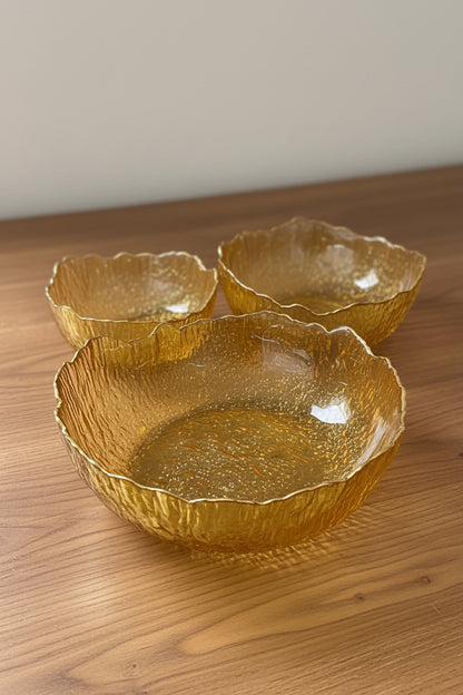 3 Pieces Glass Bowl Set | Premium Clear Glass Serving Bowls for Salad, Snacks & Desserts