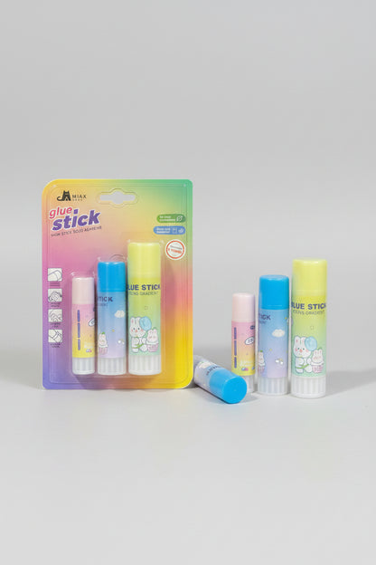 MIAX Glue Stick Set of 3 – Non-Toxic Washable Solid Adhesive for School, Office & Crafts