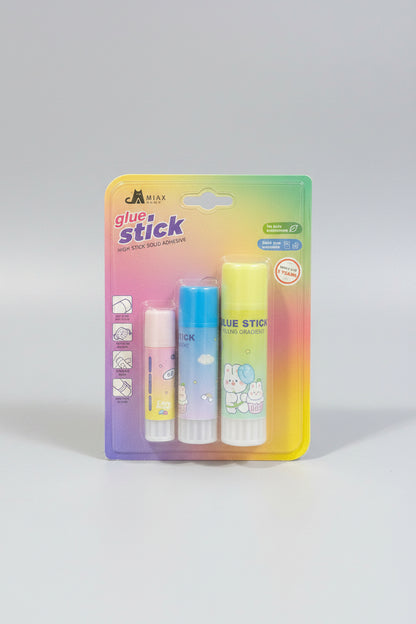 MIAX Glue Stick Set of 3 – Non-Toxic Washable Solid Adhesive for School, Office & Crafts