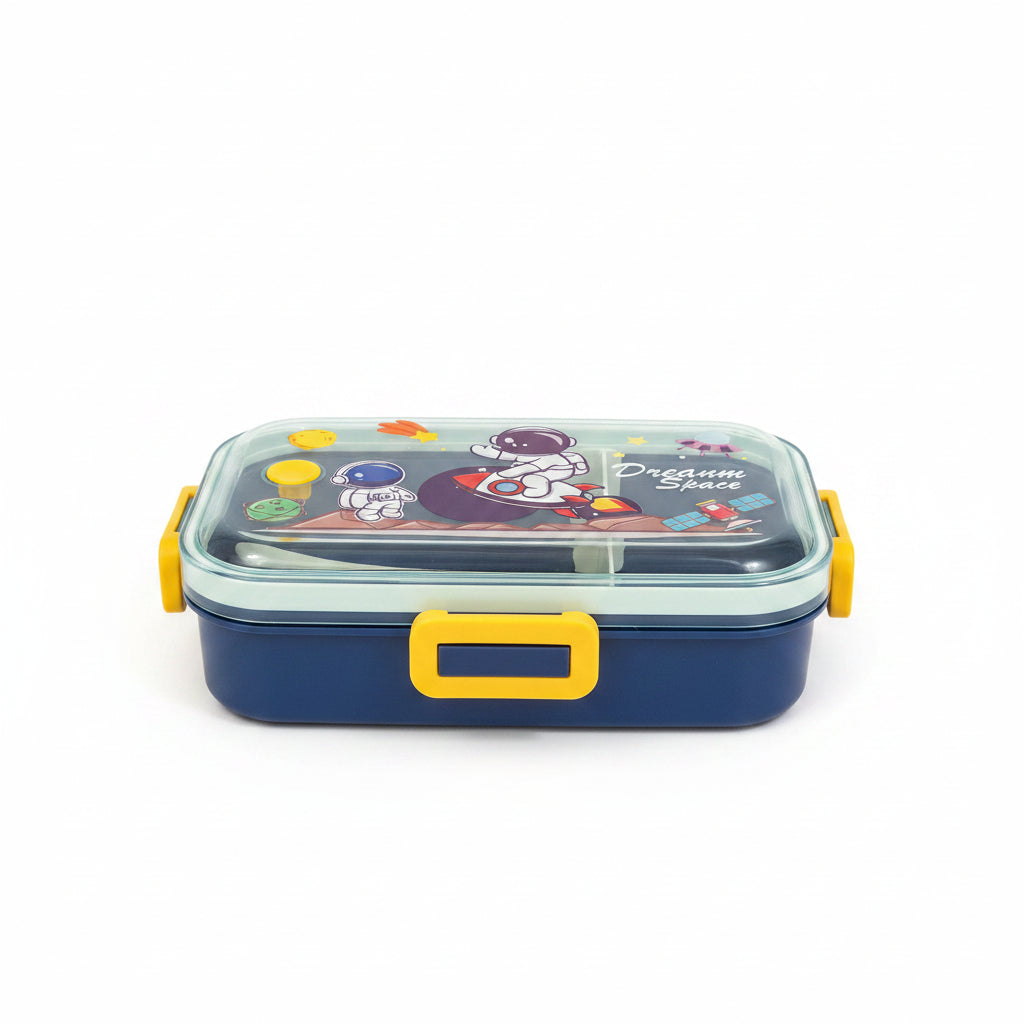 Kids Stainless Steel Lunch Box with Spoon – Leakproof Space Theme Bento Lunch Box for School