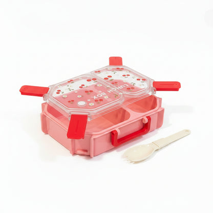 3-Compartment Lunch Box with Spoon – Leakproof Portable Bento Lunch Box for Kids