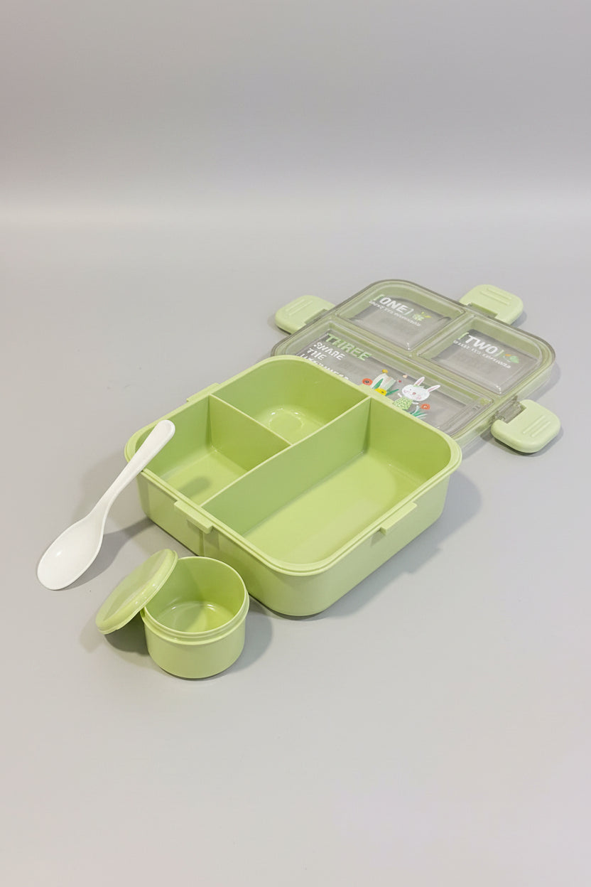Lunch Box with Sauce Cup & Spoon – Portable Lunch Box for Kids