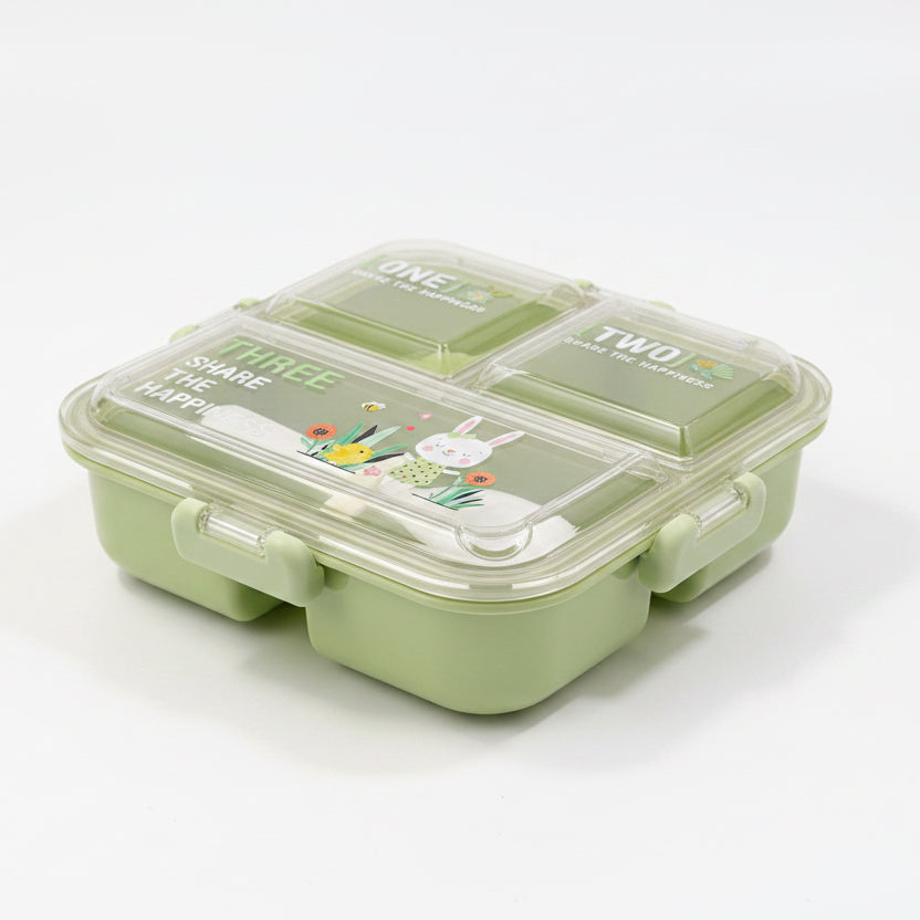 Lunch Box with Sauce Cup & Spoon – Portable Lunch Box for Kids