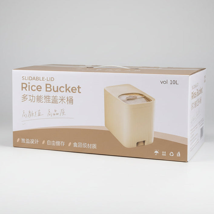 Rice Storage Container with Slidable Lid | Airtight Food Storage Bucket for Rice, Flour & Grains