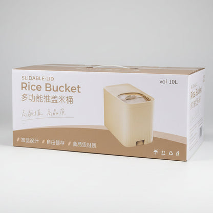 Rice Storage Container with Slidable Lid | Airtight Food Storage Bucket for Rice, Flour & Grains