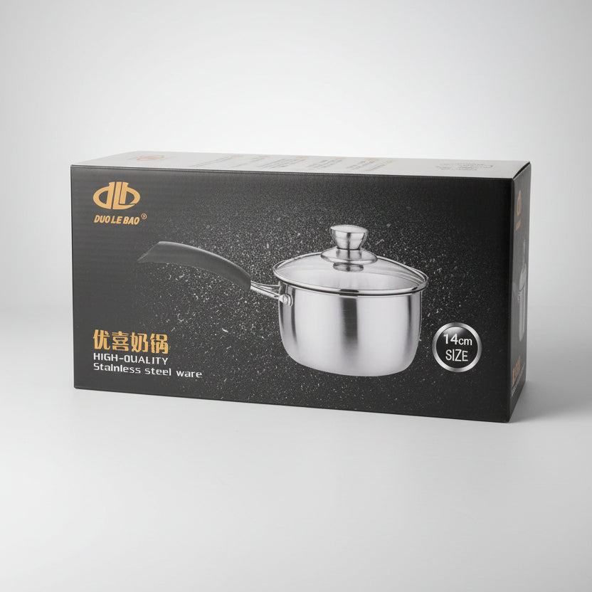 Stainless Steel Milk Pan with Glass Lid | High-Quality Saucepan for Milk, Tea & Cooking
