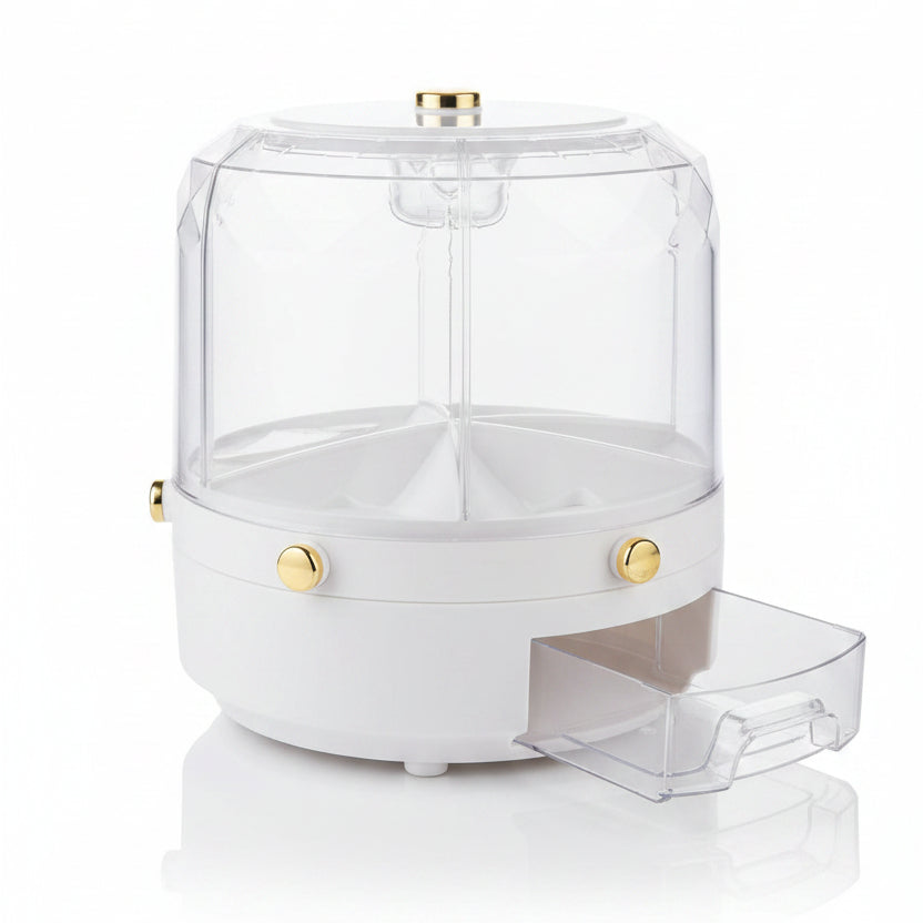 Luxury Rotating Clear Cosmetic Storage Box with Drawers