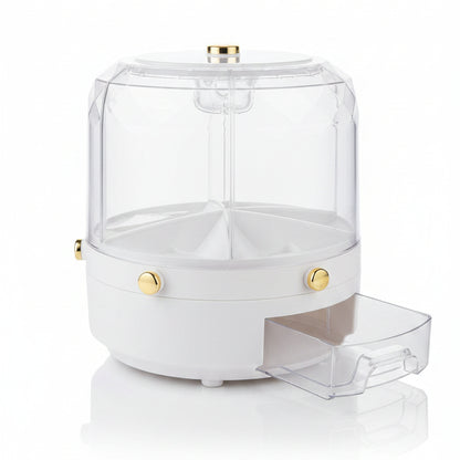 Luxury Rotating Clear Cosmetic Storage Box with Drawers