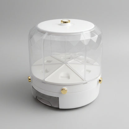 Luxury Rotating Clear Cosmetic Storage Box with Drawers