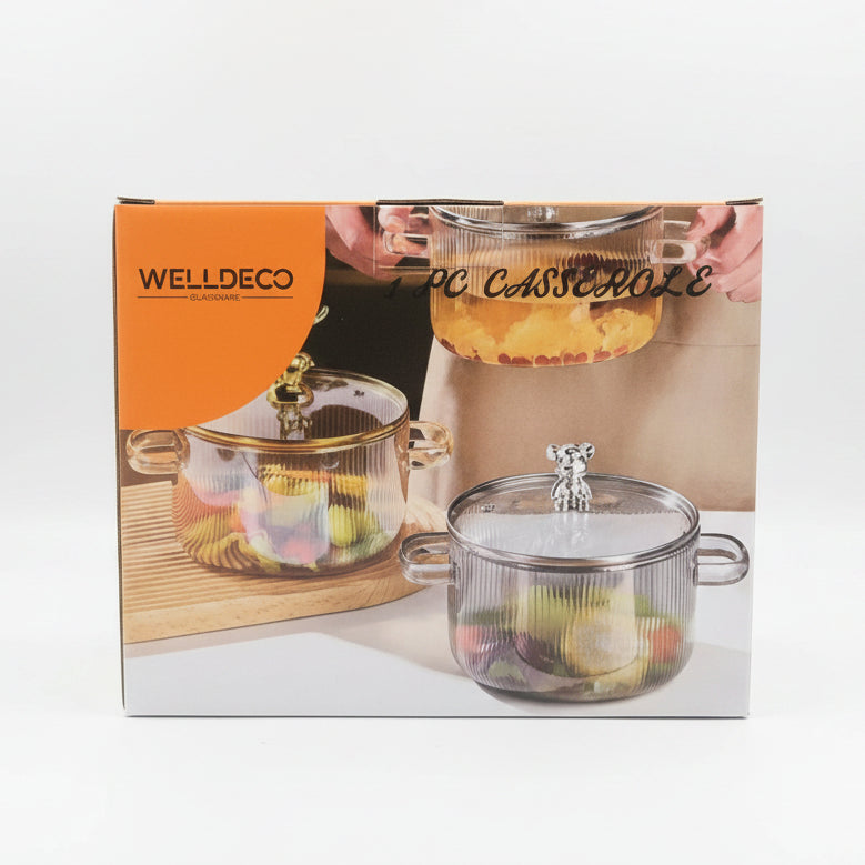 WellDeco Heat Resistant Glass Casserole with Lid | Premium Serving Bowl