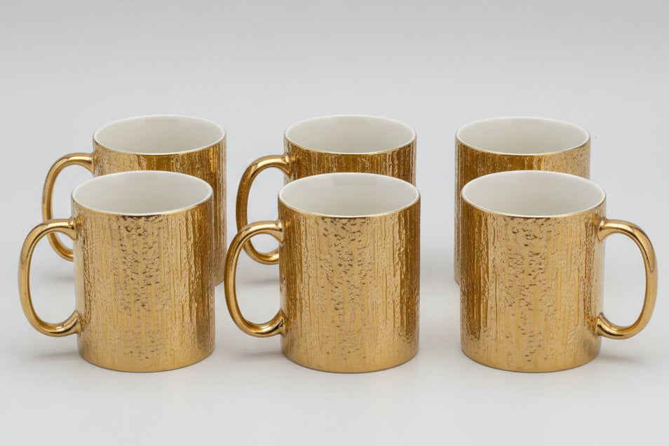 Luxury Gold Ceramic Mug Set of 6 | Premium Coffee & Tea Cups