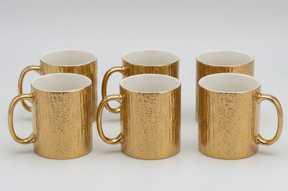 Luxury Gold Ceramic Mug Set of 6 | Premium Coffee & Tea Cups