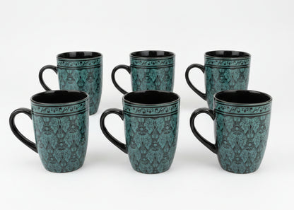 Premium Ceramic Coffee Mug Set of 6 | Printed Tea & Coffee Cups