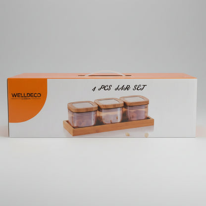 Storage Jar Set with Bamboo Lids & Wooden Tray