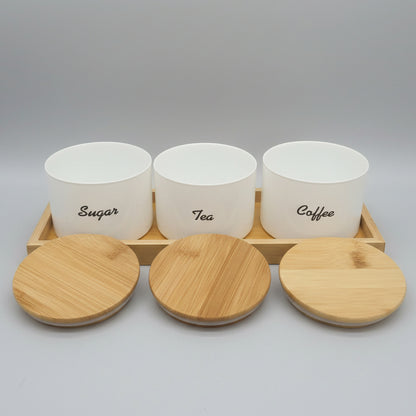 Storage Jar Set with Bamboo Lids & Wooden Tray