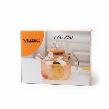 Premium Glass Jug with Wooden Lid
